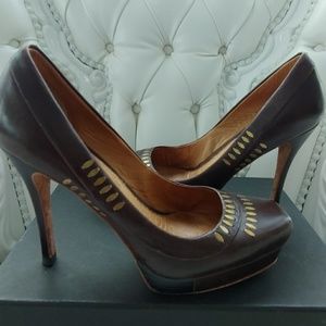 L.A.M.B. Brown Leather Heels